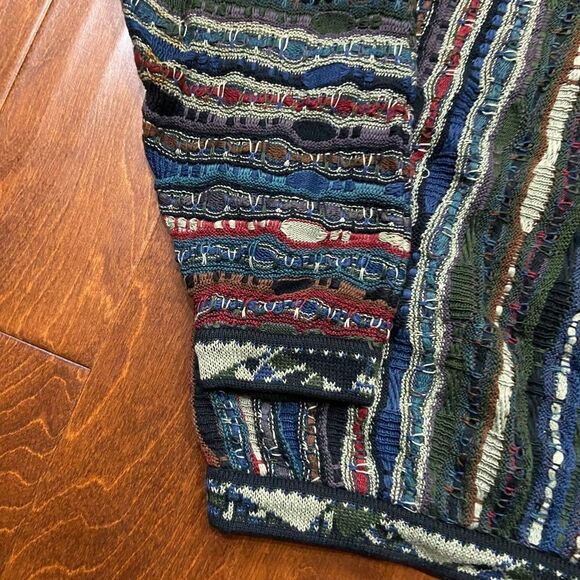 Coogi Y2K Vintage 3D Knit Multicolored Cotton Collard Sweater Men's Size Large - Picture 4 of 10